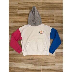 Champion Colorblock Hoodie White Pink Blue Grey Patterned Logo AW664H Mens M